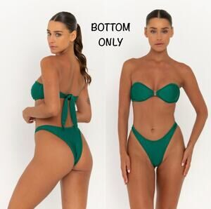 FAE Swim Hailey Bottom Forest Green High Cut Bikini Sz L 8-10 NWT